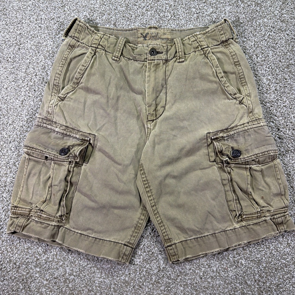 Men's Y2K Cargo Shorts Distressed Grunge American Eagle Sz 32 Essentials